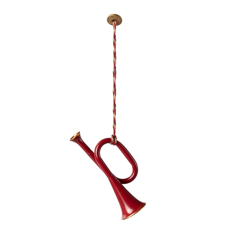 Maileg Metal Ornament Trumpet|Red|Dark Green|Mint|Anthracite