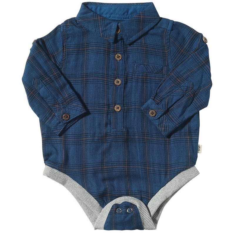 Me & Henry Jasper Woven Onesie (Royal/Black)
