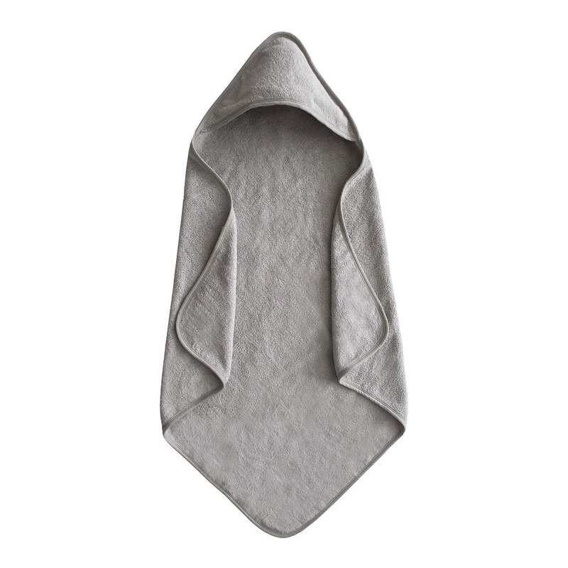 Mushie Organic Cotton Baby Hooded Towel (Gray)