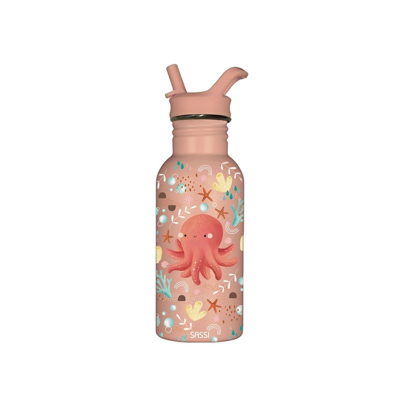 Sassi Stainless Steel Drink Bottle 500 Ml Slurpy The Octopus