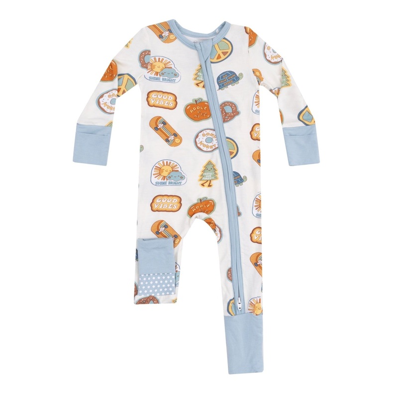 Bamboo 2 Way Zipper Romper – Groovy Vibes Stickers by Angel Dear