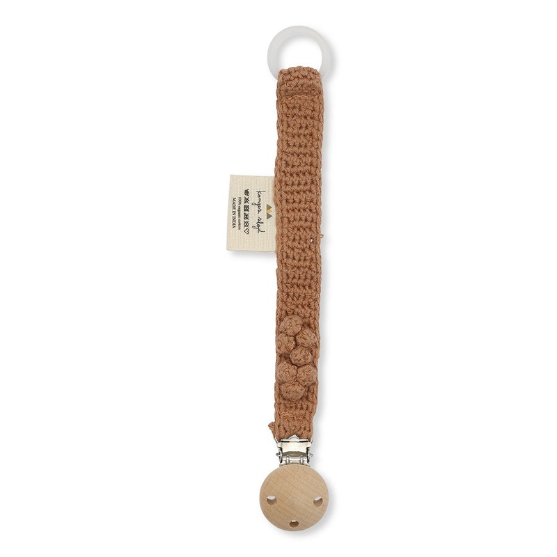 Knitted Organic Cotton Pacifier Clip  Sahara