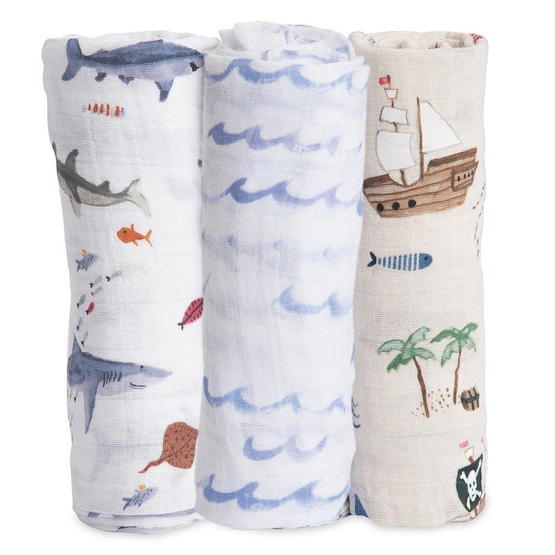 Little Unicorn Cotton Muslin Swaddle Set (Shark 2)