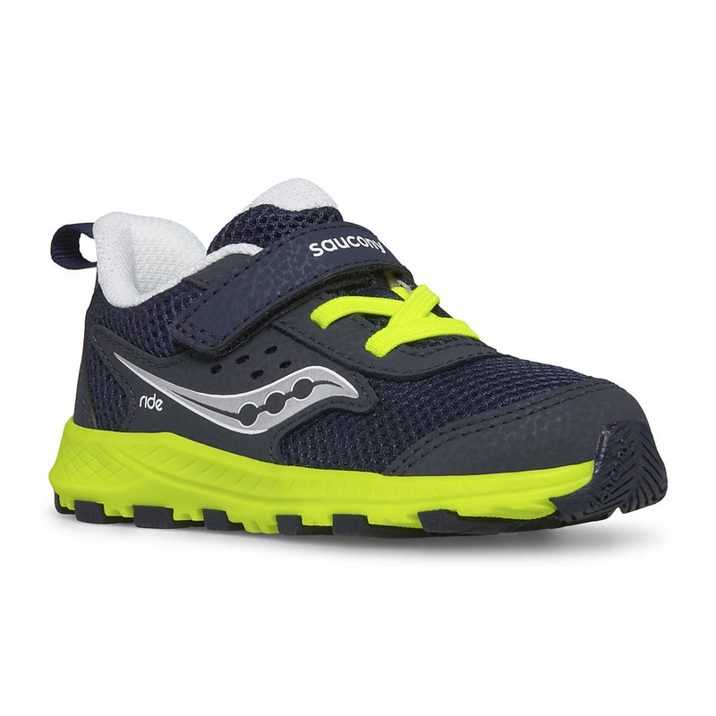 Saucony Kid’s Ride 10 Jr. Sneaker (Navy/Citron)
