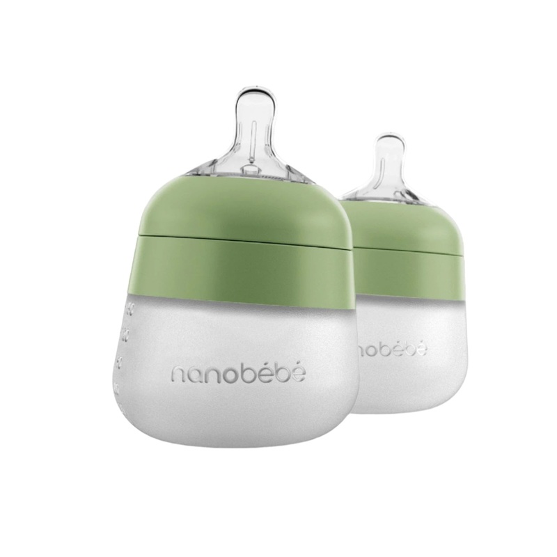 5oz Flexy Silicone Baby Bottle 2 Pack – Sage by Nanobebe