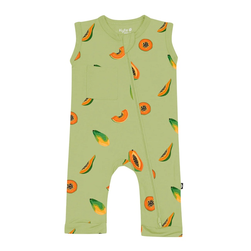 Kyte Baby Sleeveless Zippered Romper (Papaya)