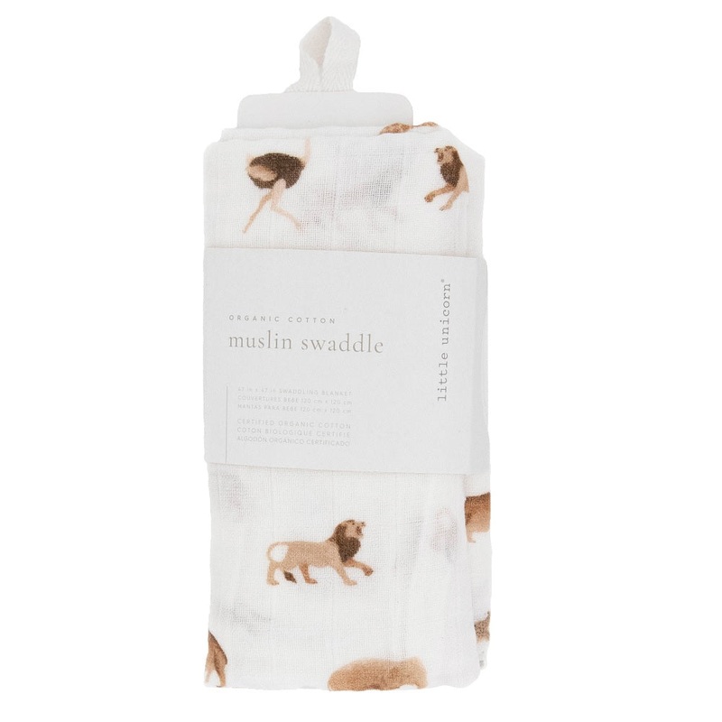Little Unicorn Organic Cotton Muslin Swaddle Blanket (Animal Crackers)