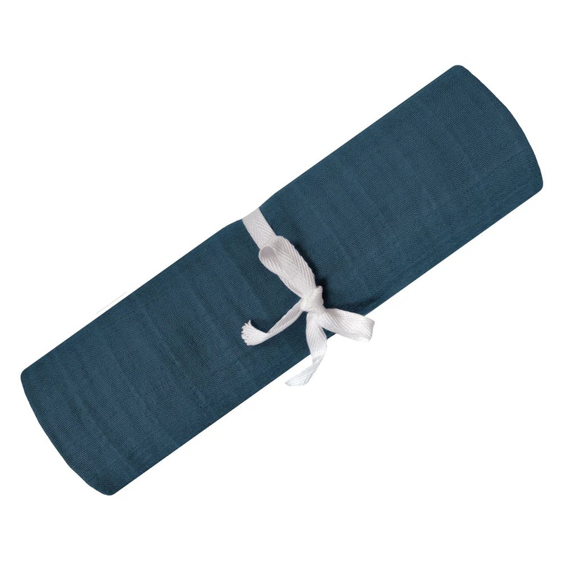 Perlimpinpin Cotton Muslin Single Swaddle (Navy Blue)
