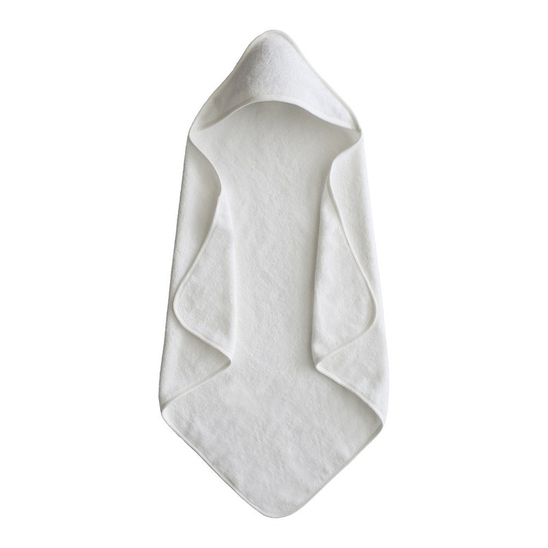 Mushie Organic Cotton Baby Hooded Towel (Pearl)