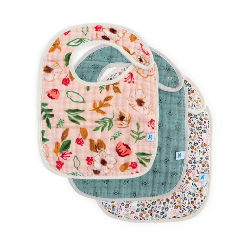 Little Unicorn Cotton Muslin Classic Bib Set (Vintage Floral)
