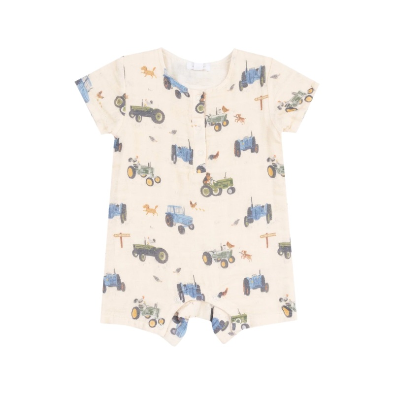 Muslin Henley Shortall – Tractors and Friends by Angel Dear