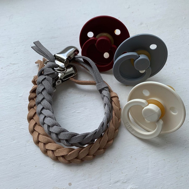 Vegan Leather Braided Pacifier Clip XL 5mm By Oh Dubidu