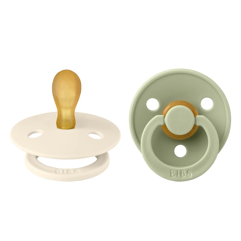 BIBS Colour Symmetrical Latex Pacifier 2-Pack (Ivory/Sage)