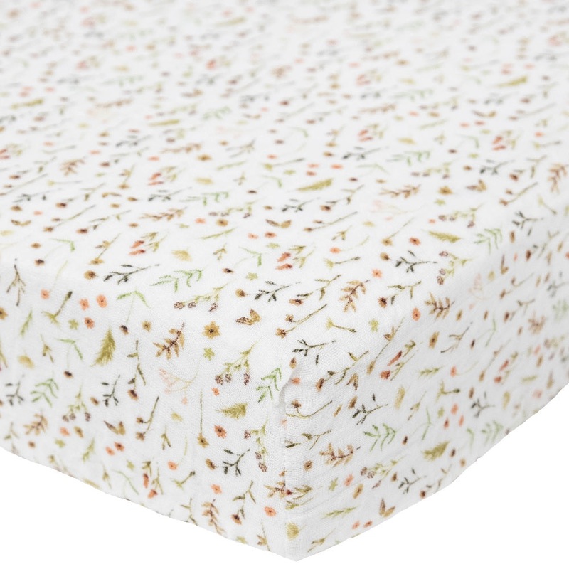 Little Unicorn Organic Cotton Muslin Crib Sheet (Floral Field)