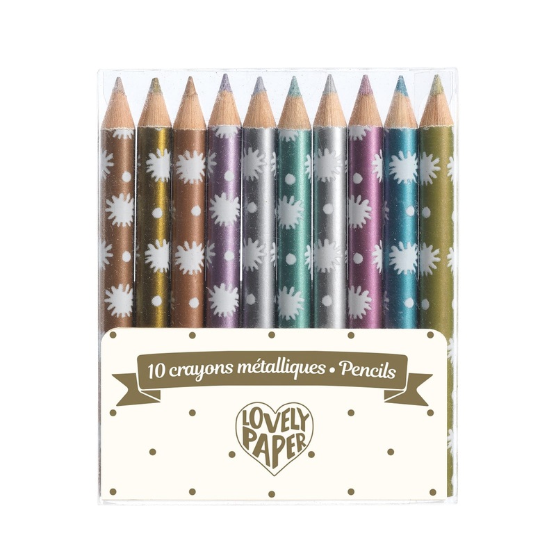 10 Mini Metalic Colouring Pencils