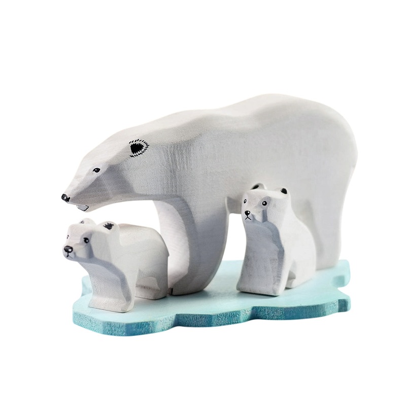 Wooden Polar Bear Set – Mum & Two Cubs