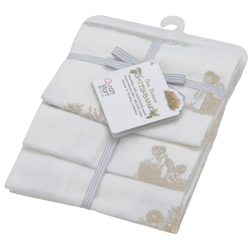 Elsa Beskow Organic Cotton Flannel Blanket Set – Beige (3pc)