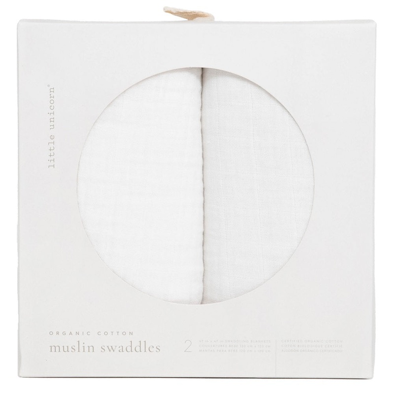 Little Unicorn Organic Cotton Muslin Swaddle Blanket Set (White)