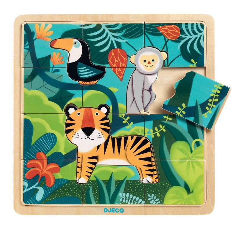 Wooden 12 Piece Puzzle Board – Jungle