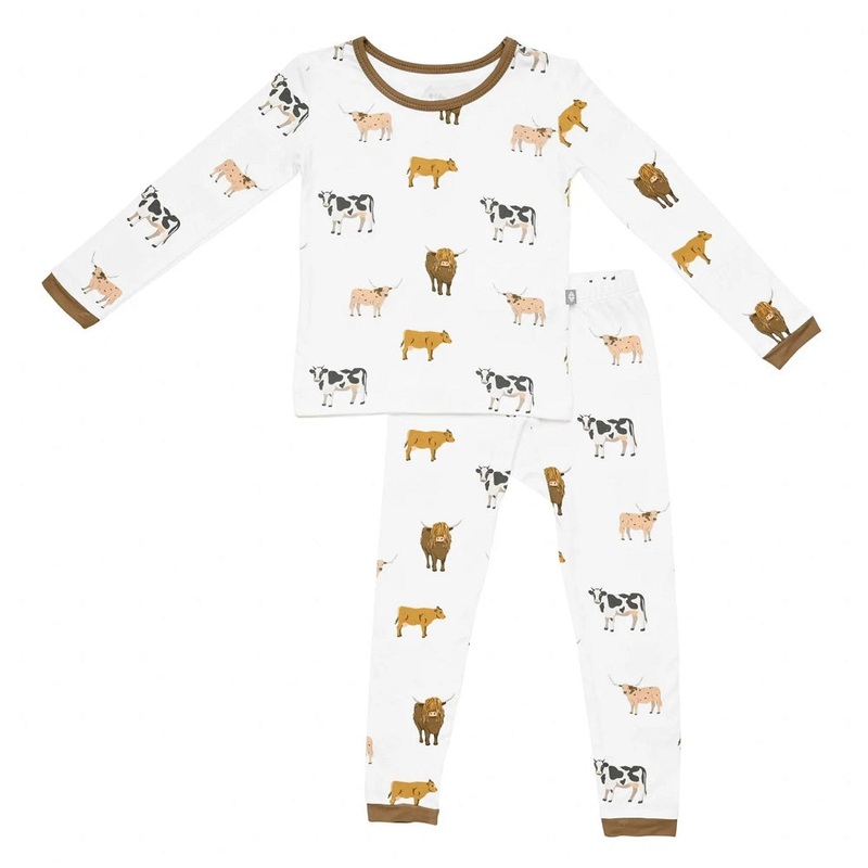 Kyte Baby Printed Long Sleeve Toddler Pajama Set (Moo)
