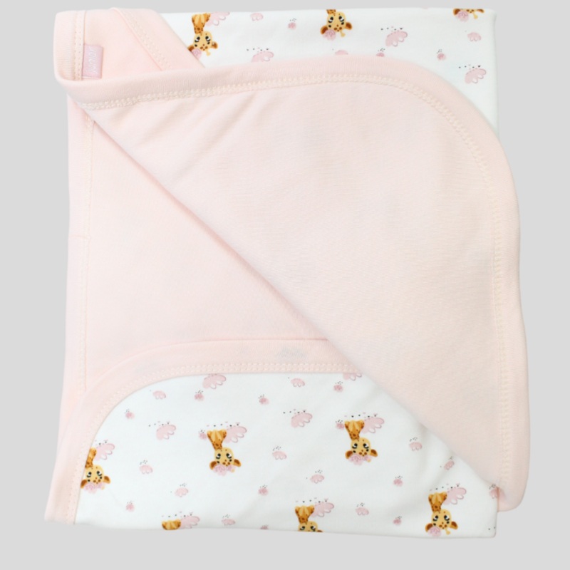Little Giraffes Baby Blanket|Pink*Offwhite|0-3M