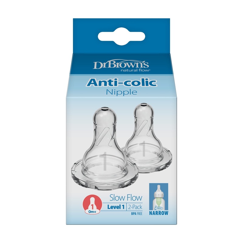Natural Flow Narrow Baby Bottle Silicone Nipple, 2-Pack by Dr. Brown’s