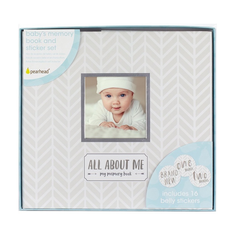 Pearhead Baby’s Memory Book & Sticker Set (Herringbone)