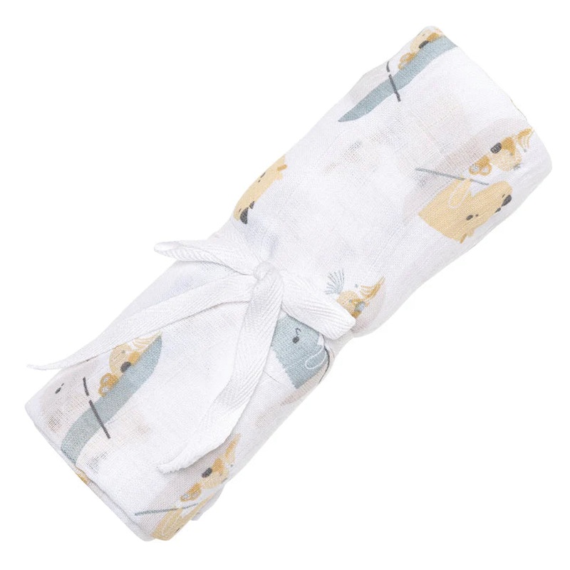 Perlimpinpin Cotton Muslin Single Swaddle (Rhinos)