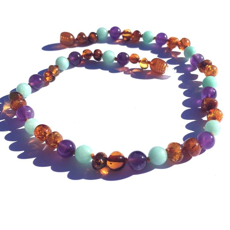 Momma Goose Baltic Amber Teething Necklace (Bluebell)