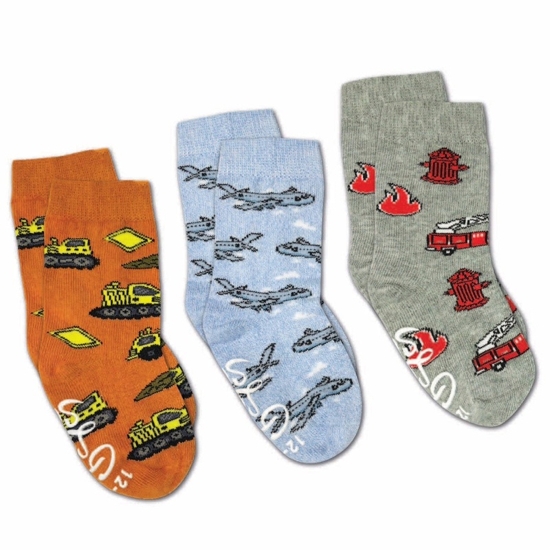 Airplanes, Construction And Firefighter Kids Socks – 3-Pack by Good Luck Sock