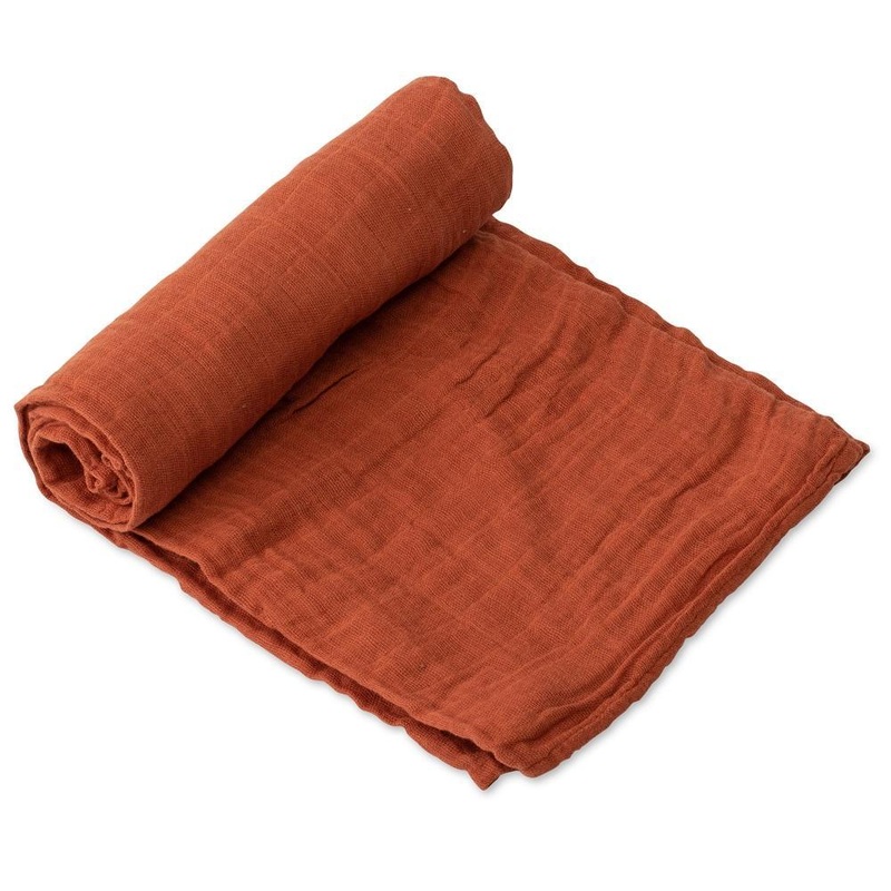 Little Unicorn Cotton Muslin Single Swaddle (Rust)