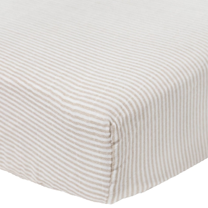 Little Unicorn Organic Cotton Muslin Crib Sheet (Sand Stripe)