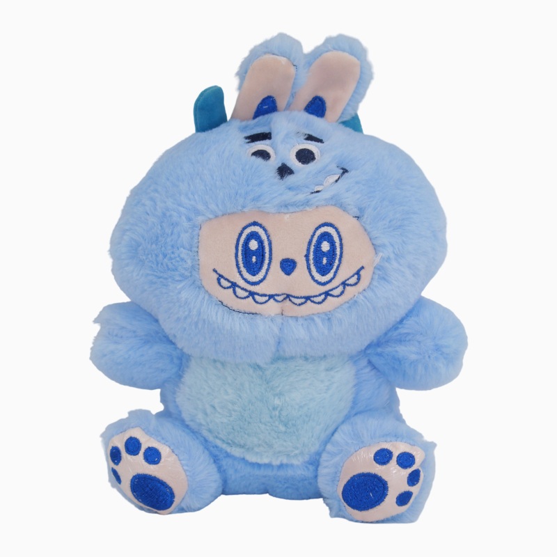 Sitting Labubu Plush Toy  Light Blue
