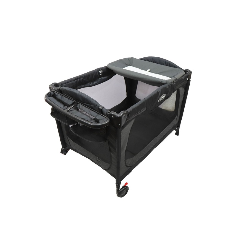 Baby Play Pen  Premium Waterproof Linen  Black