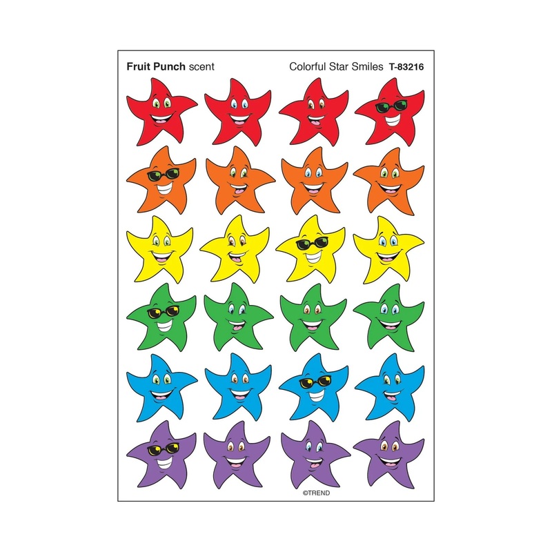 Colorful Star Smiles, Fruit Punch scent Scratch ‘n Sniff Stinky Stickers  Small
