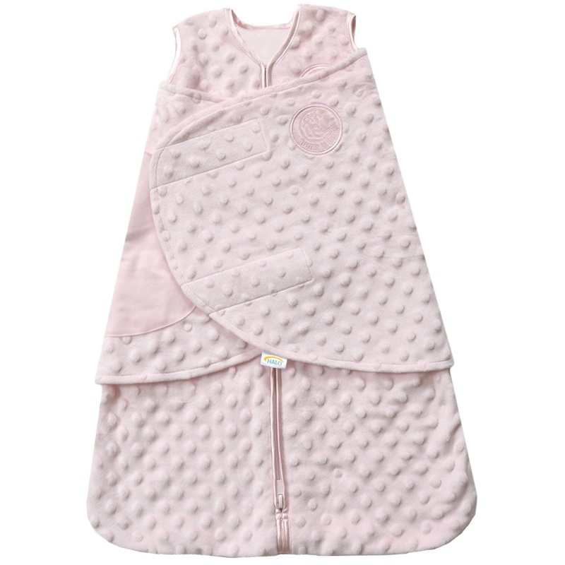HALO SleepSack Swaddle, Velboa, Pink Plush Dots, Newborn