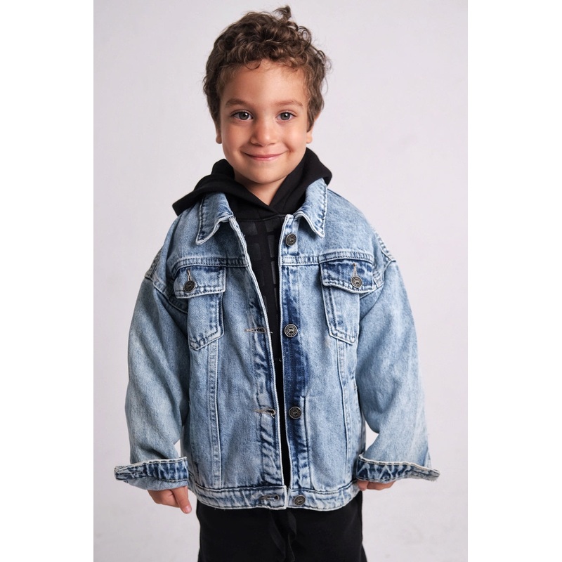 Unisex Blue Long-Sleeved Jean Jacket