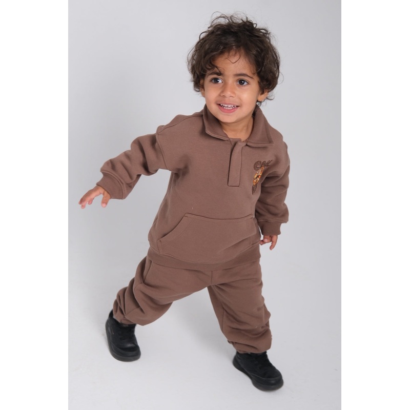 Unisex “Cool Kid” Brown 2-Piece Outfit Set
