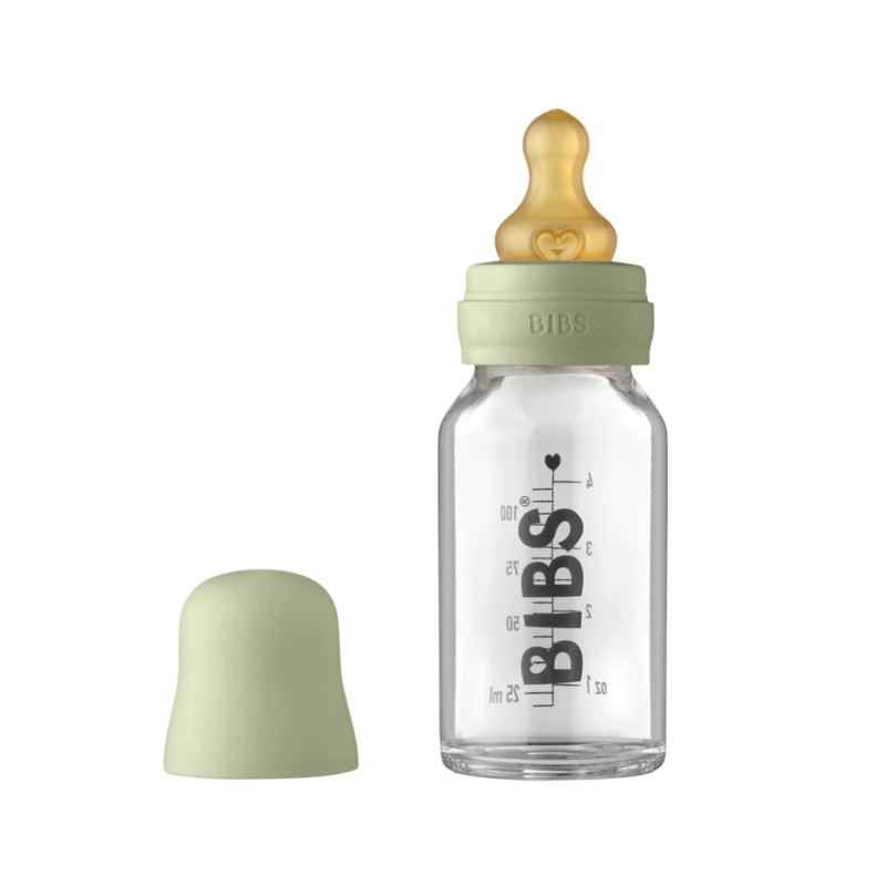 BIBS Baby Glass Bottle – Complete Set 4 Ounce – Sage