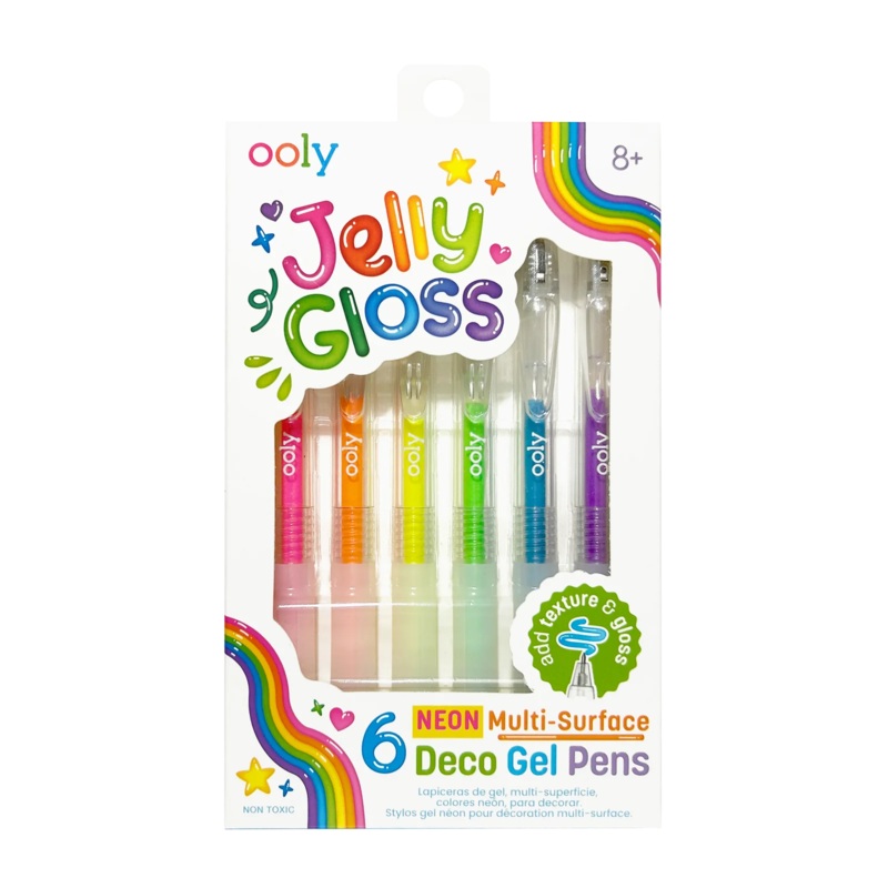 Ooly Jelly Gloss Neon Multi-Surface Deco Gel Pens – Set of 6