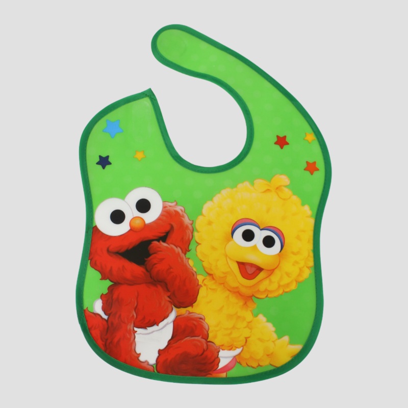 Sesame Street Waterproof Tarpaulin Bib  Green x Red Embossed