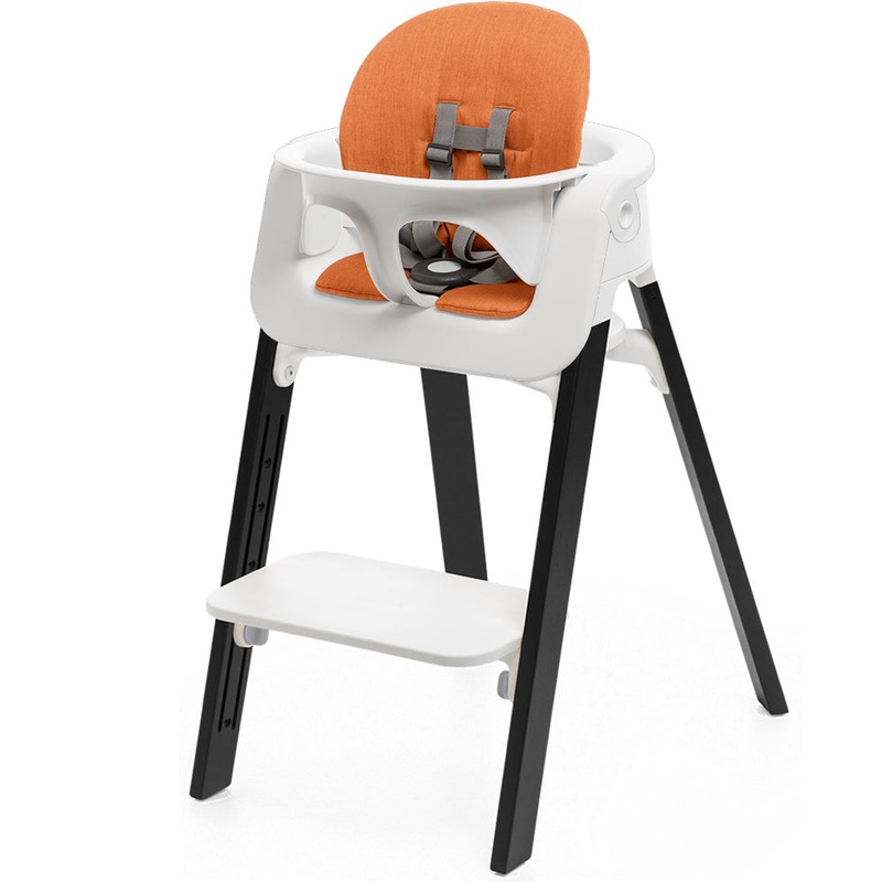 Stokke Steps Chair + Cushion (No Tray) – White/Oak Black/Orange