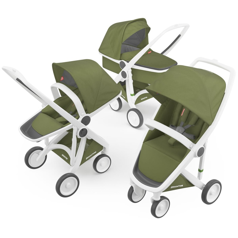 Greentom 3 in 1 Stroller – White/Olive