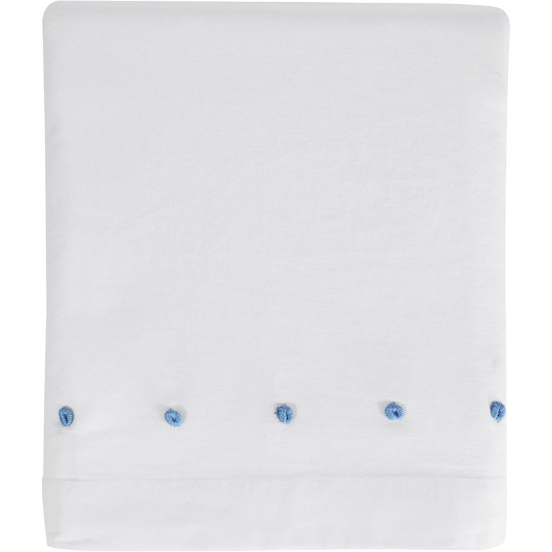 Hello Spud Crib Skirt – French Knot Blue
