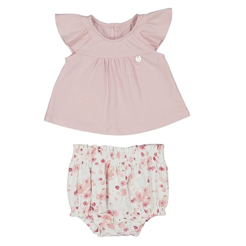 Knit Set – Pink Top w/ Flower Shorts
