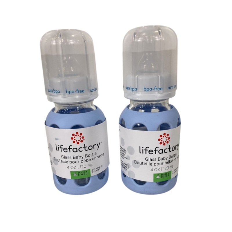 Lifefactory Glass Bottle with Protective Sleeve, 4oz, Set of 2