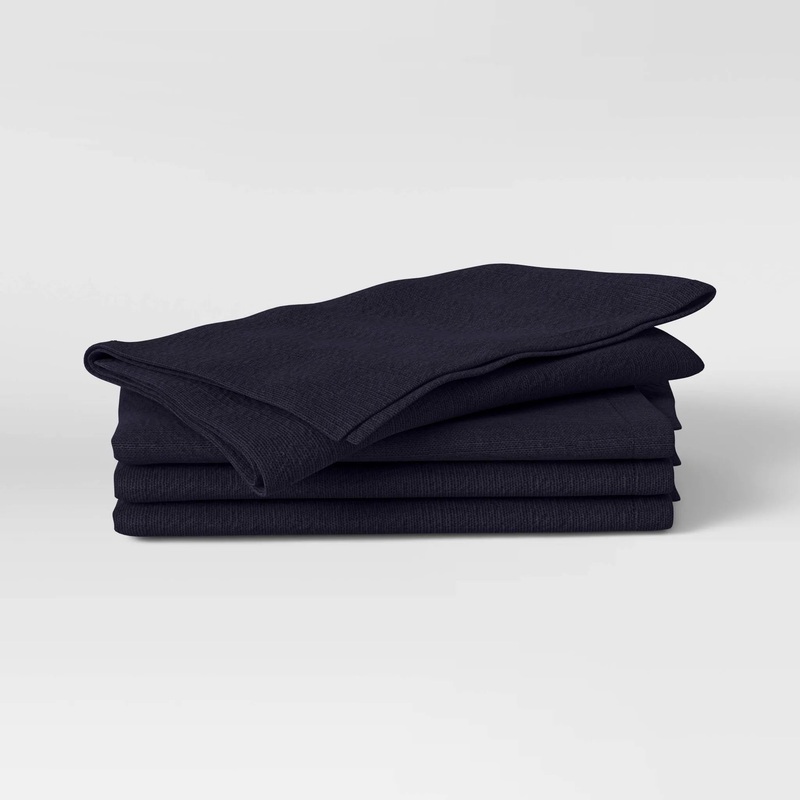 4pk Cotton Easy Care Napkins- Dark Blue