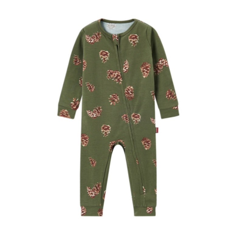 Milkbarn Pinecone Cotton Stretch Zipper Pajamas