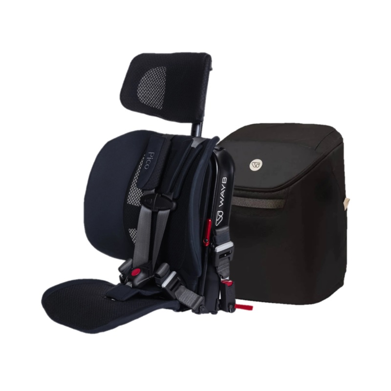 WAYB Pico Portable Car Seat Bundle, Jet, 2024, with Carry Bag