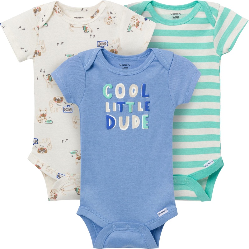 3-Pack Baby Boys Cool Dude Short Sleeve Onesies Bodysuits